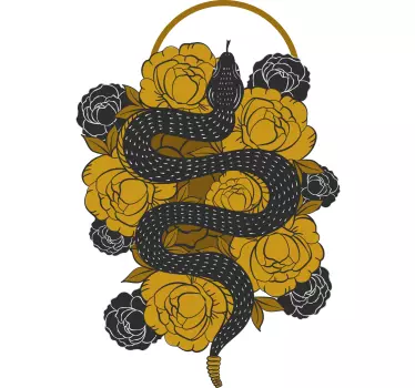 Snake floral motif t-shirt - TenStickers