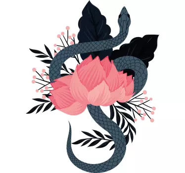 Snake and flower motif t-shirt - TenStickers