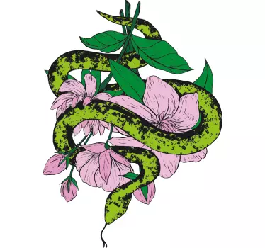 Mother and daughter t-shirt serpent with blossoms - TenStickers