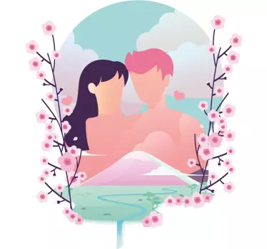 Couple t-shirts romantic blossom love - TenStickers