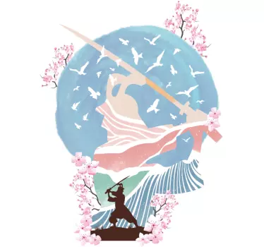 Baby t-shirt with charming floral samurai design - TenStickers