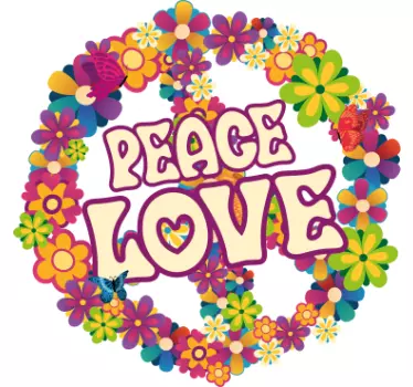 Floral peace love design t-shirt - TenStickers