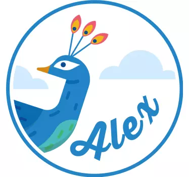 Peacock with name kids t-shirt - TenStickers