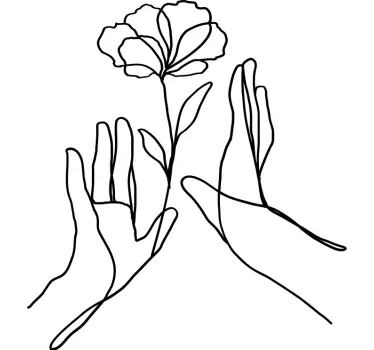 Hand Flower Line Art t-shirt - TenStickers