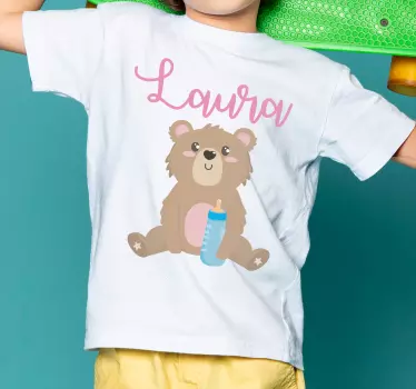 Baby t-shirt cute bear with bottle design - TenStickers