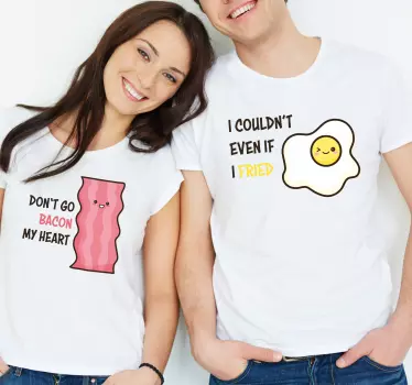 Bacon and Frying  matching shirts for couples - TenStickers