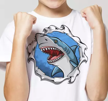 Big shark 3D Kids shirt - TenStickers