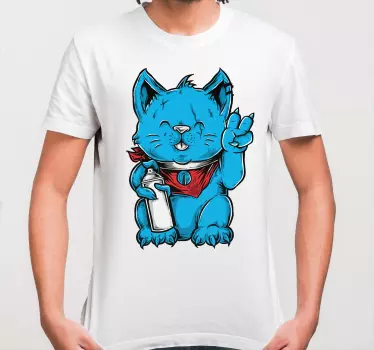 Blue cat character t-shirt - TenStickers