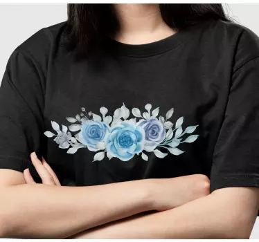 Blue flower design t-shirt - TenStickers