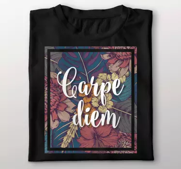 Carpe diem floral design t-shirt - TenStickers