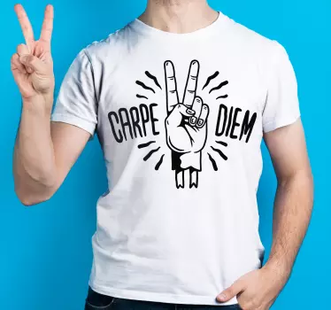Carpe diem hand sign t-shirt - TenStickers