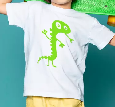 Cartoon green lizard silhouette Kids shirt - TenStickers
