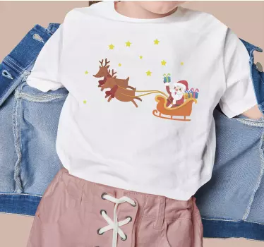 Cartoon Santa in his sleigh christmas tee shirts - TenStickers