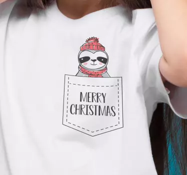 Christmas pocket sloth tee shirts - TenStickers