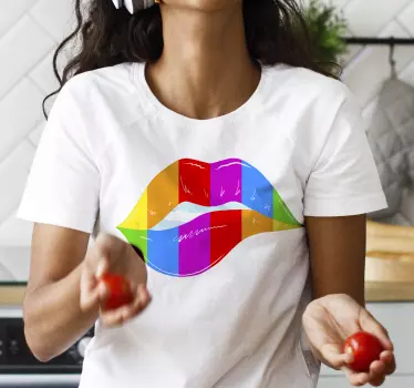 Colorful lip print t-shirt - TenStickers