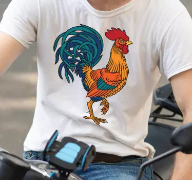 Colorful rooster illustration t-shirt - TenStickers