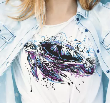 Colorful turtle splash t-shirt - TenStickers