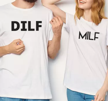 Couple design matching MILF and DILF matching shirts for couples - TenStickers
