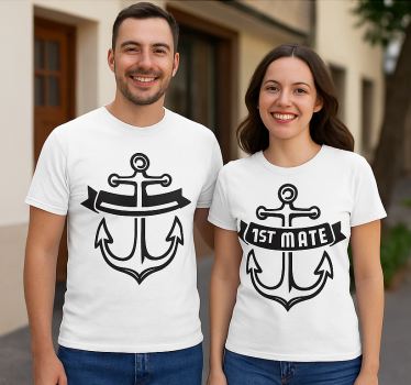 Couple t-shirts captain and first mate - TenStickers