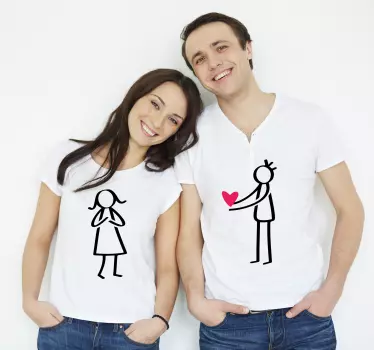 Couple t-shirts couple heart sign - TenStickers
