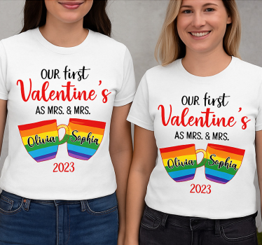 Couple t-shirts lgbt first valentine - TenStickers