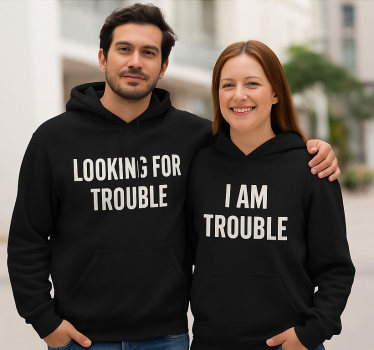 Couple t-shirts looking for trouble - TenStickers