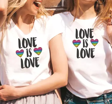 Couple t-shirts love is love hearts - TenStickers