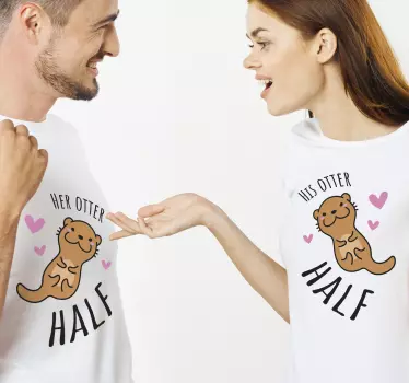 Couple t-shirts otter love couples - TenStickers