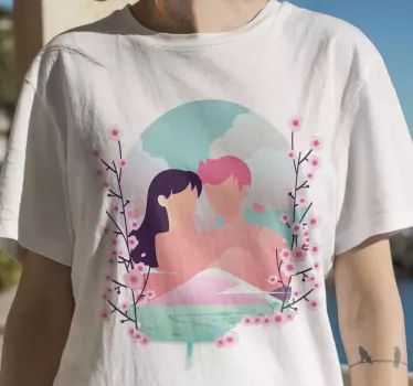 Couple t-shirts romantic blossom love - TenStickers