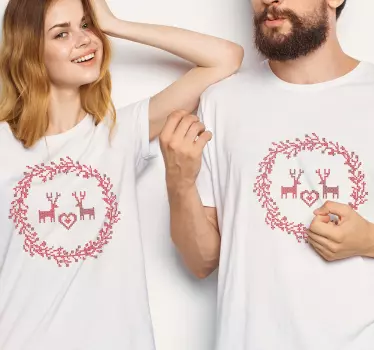 Cross Stitch Heart matching shirts for couples - TenStickers