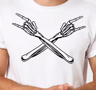 Crossed skeleton hands t-shirt - TenStickers