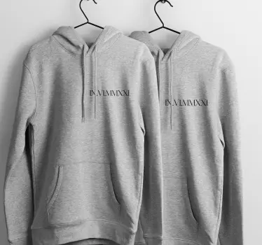 Personalised roman numbers couple matching hoodie - TenStickers