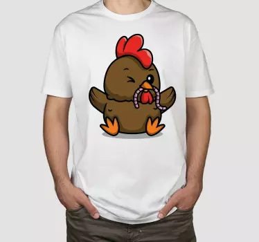 Cute chicken with worms t-shirt - TenStickers