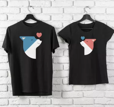 Cute dogs in love matching shirts for couples - TenStickers