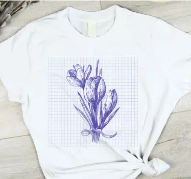 Cute drawing crocus flower t-shirt - TenStickers