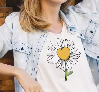 Daisy heart flower t-shirt - TenStickers