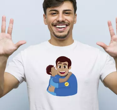 Father and son t-shirt happy dad hugging son - TenStickers