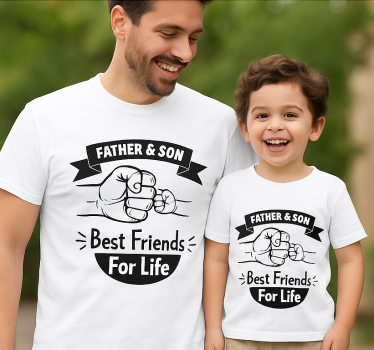 Father and son t-shirt paternal fist-bump design - TenStickers
