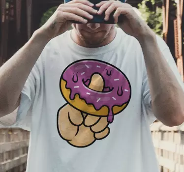 Finger and donut cartoon t-shirt - TenStickers