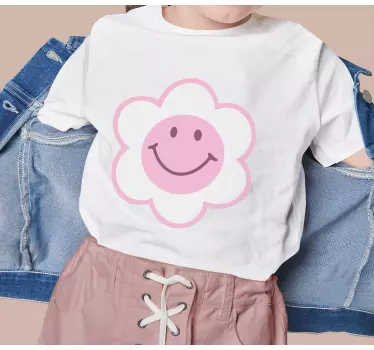 Flower pink and white smiley face Baby t-shirt - TenStickers