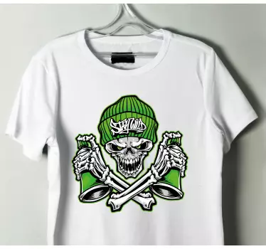 Green skull glasses graffiti  t-shirt - TenStickers
