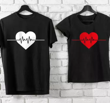 Matching heart rate couple t-shirts - TenStickers