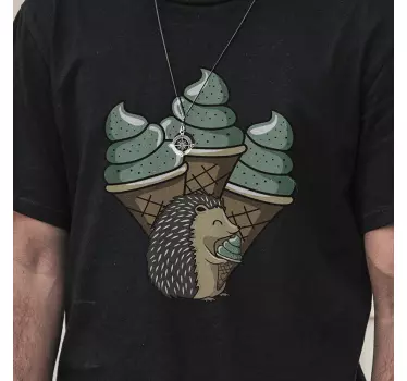 Hedgehog enjoying ice cream t-shirt - TenStickers