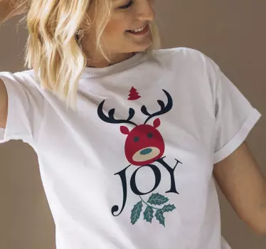 Joy and Reindeer Christmas  t-shirt - TenStickers