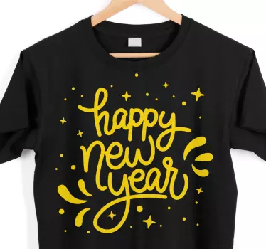 Joyful new year wishes t-shirt - TenStickers