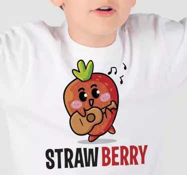 Kids t-shirt happy strawberry playing guitar - TenStickers