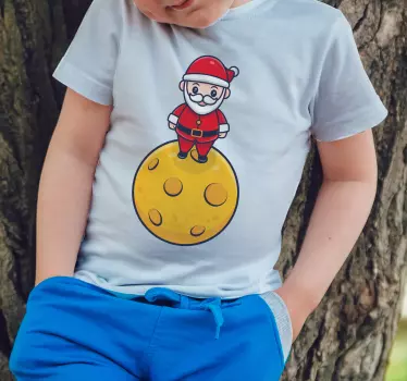 Kids t-shirt santa standing on the moon - TenStickers
