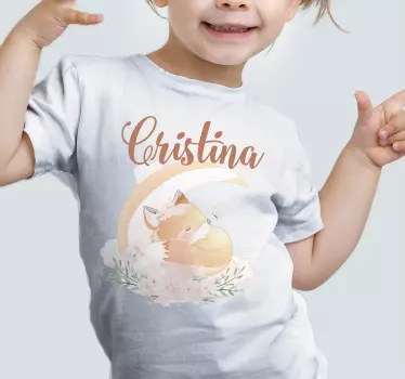 Kids t-shirt sleeping fox personalized name - TenStickers