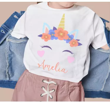 Kids t-shirt unicorn floral delight - TenStickers