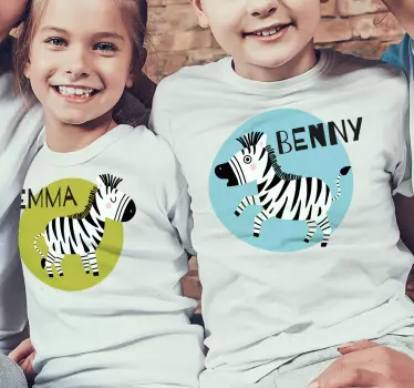 Kids t-shirt with adorable zebra characters - TenStickers